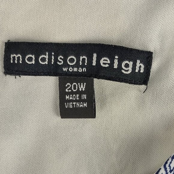 Madison Leigh Womens Blue Ivory Green Lined, Back Zip Dress Size 20W - Picture 10 of 11